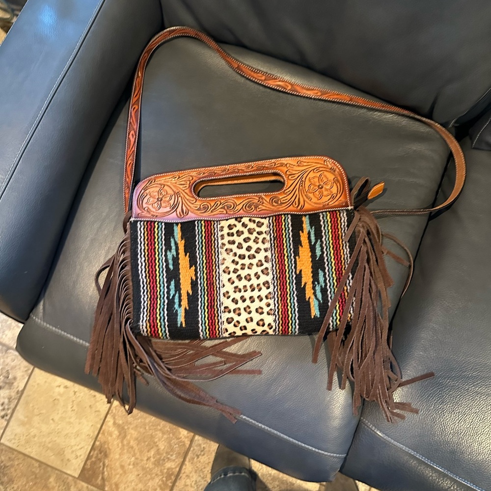 Used one time western fringe boutique bag! Eye catching 13x11x1
